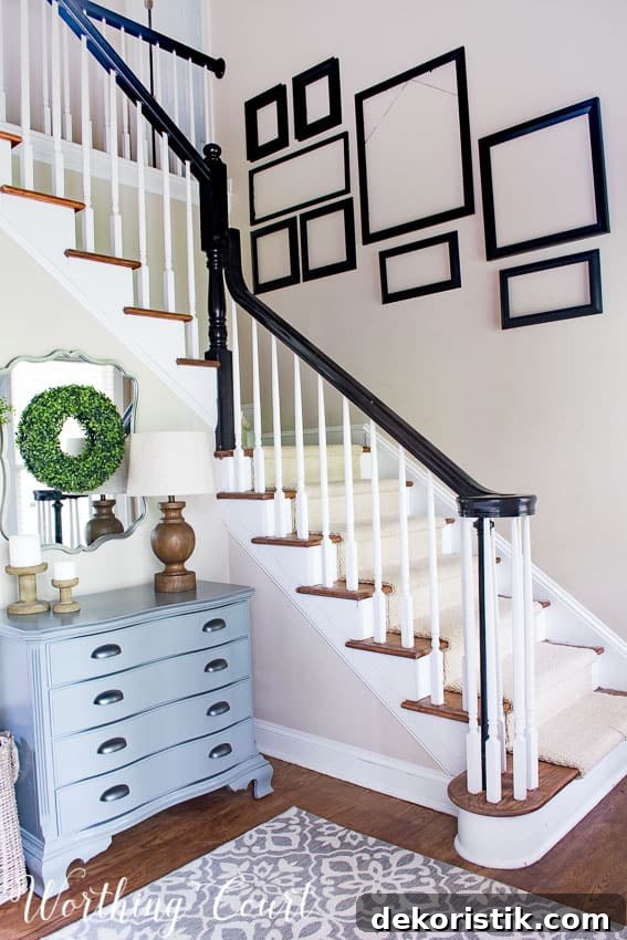 Gallery Wall Ideas for Staircases 6 Stairway gallery wall frame arrangement.