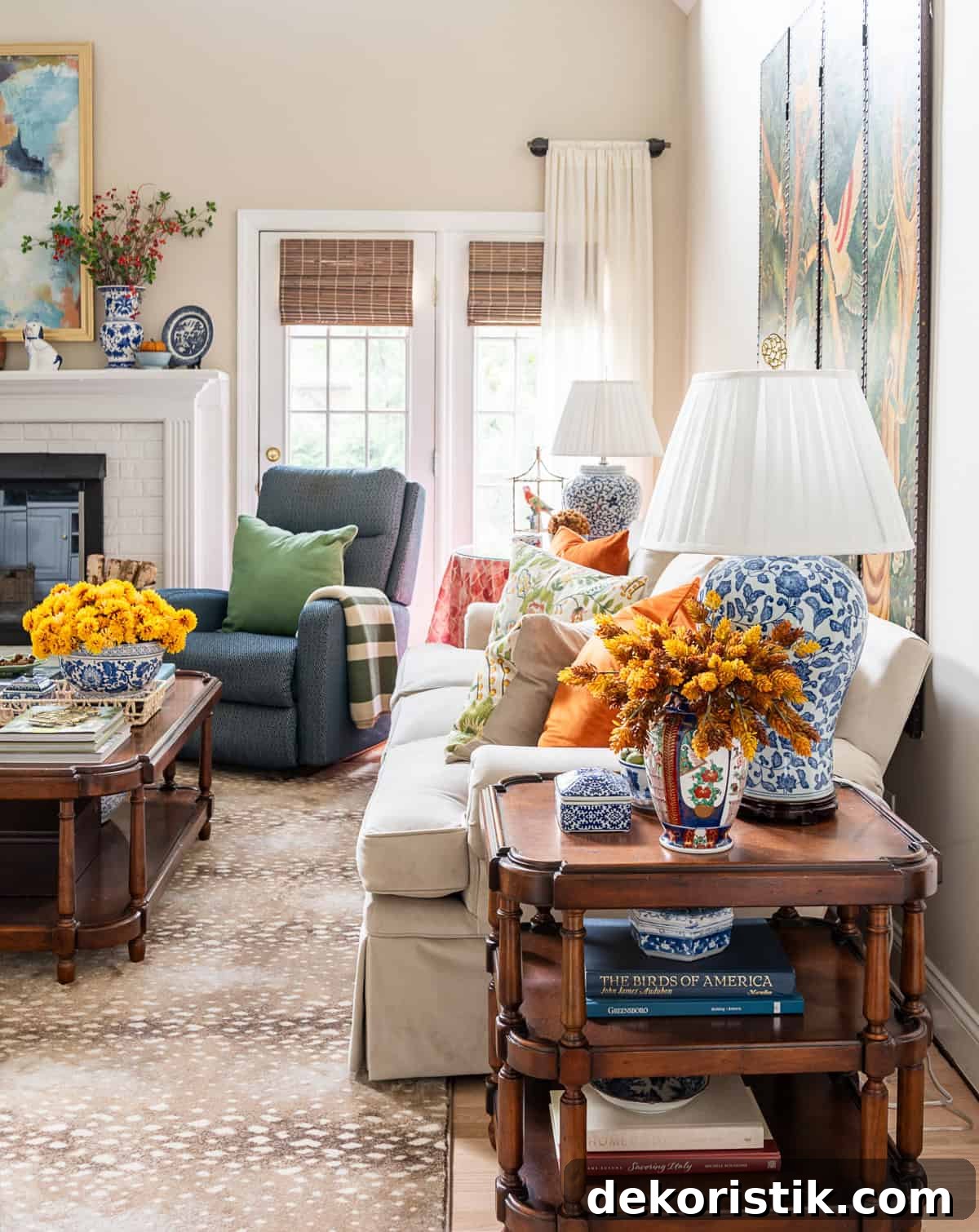 Art above fireplace to create focal point