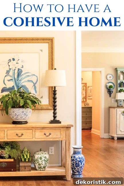 Pinterest graphic for how to have a cohesive home