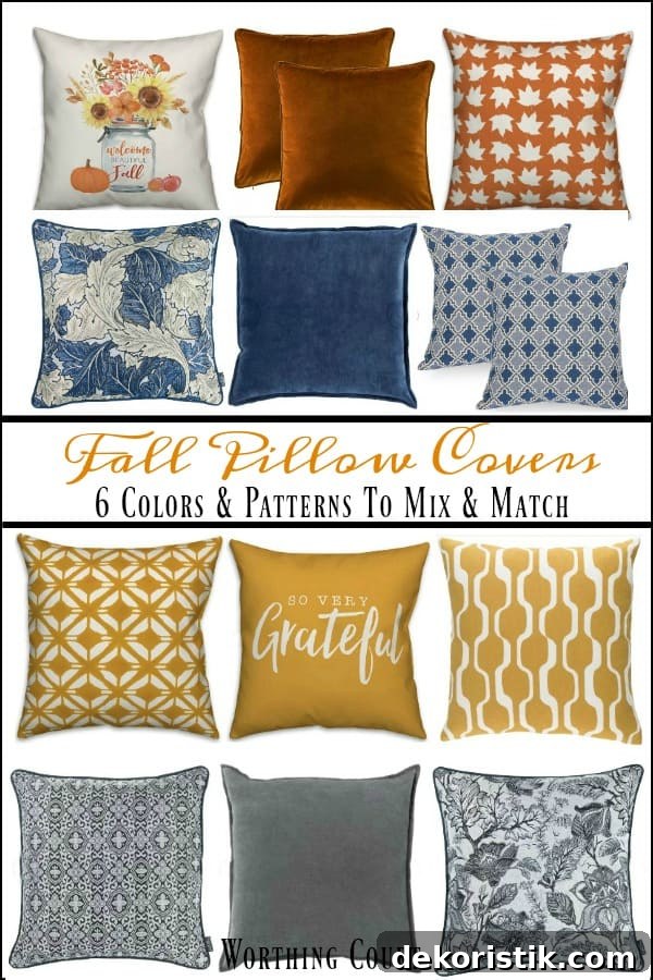 6 groups of fall pillow covers to mix and match