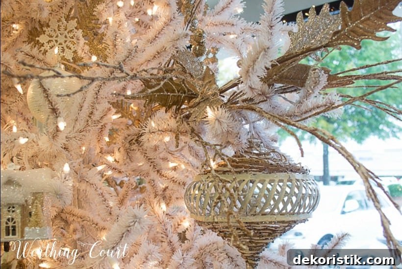 white, gold and silver Christmas tree decorations