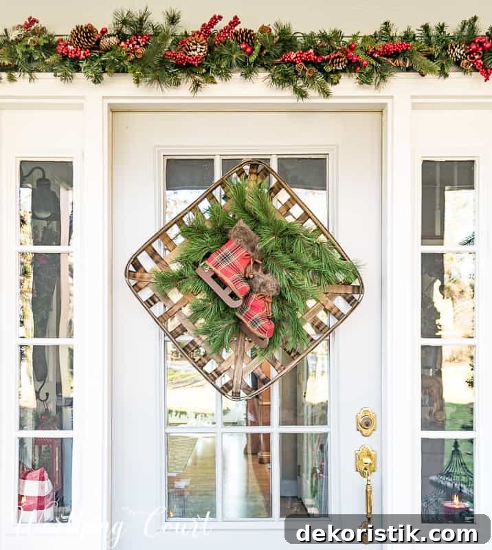 Tobacco basket Christmas wreath #christmas #christmaswreath #plaid
