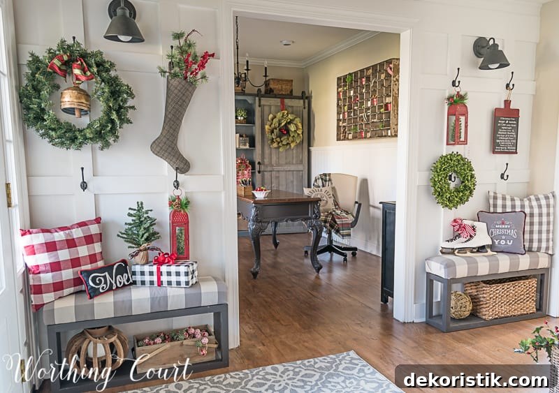 Board and batten wall with Christmas decor #christmasdecor #boardandbatten