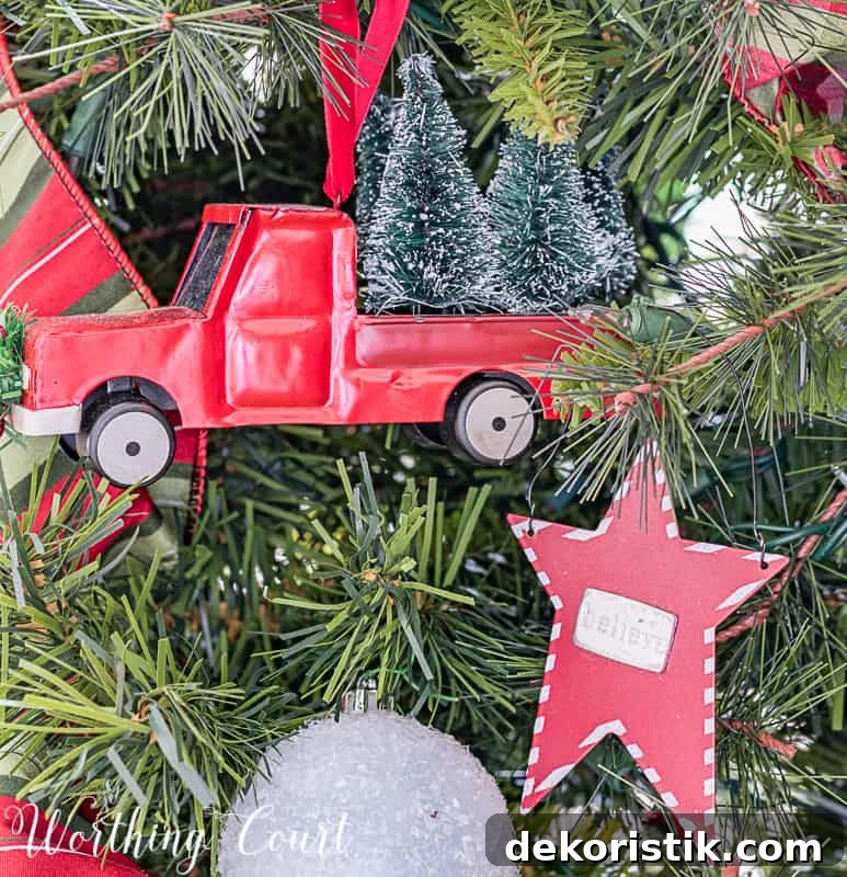 Red truck Christmas tree ornament #christmasdecor