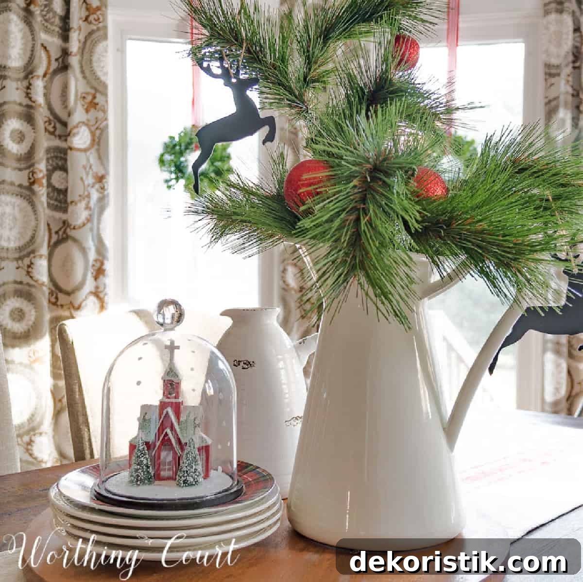 Christmas centerpiece on a kitchen table