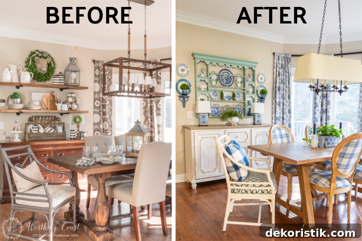 before and after breakfast room makeover