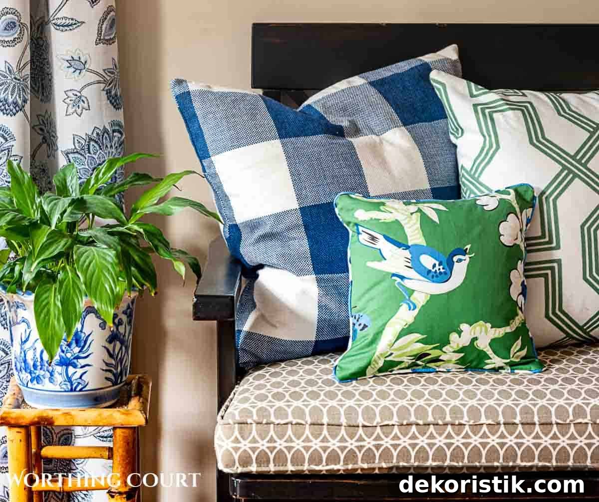 Spring Home Decor Ideas to Refresh Your Space 2 bench with blue and green pillows