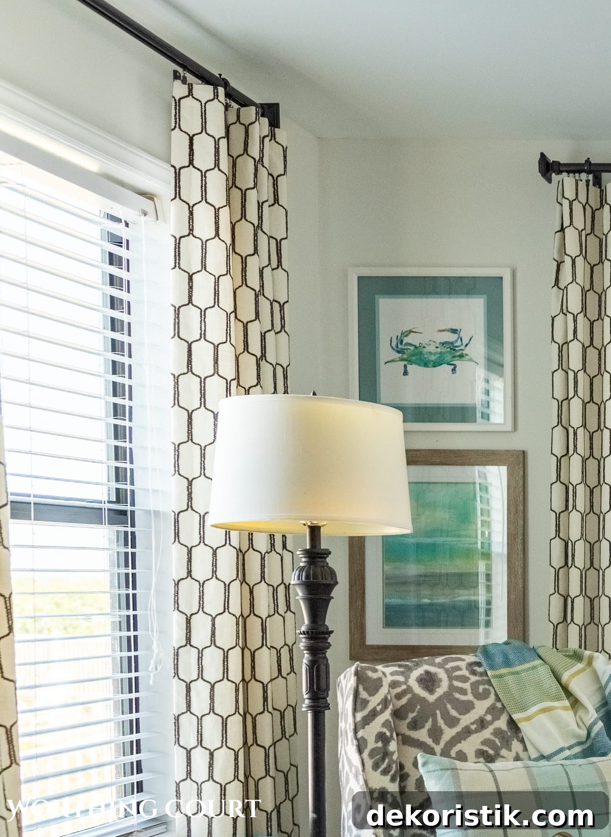DIY Lined Curtain Panels: Step-by-Step Sewing Guide 5 top of a lined drapery panel hanging from curtain rod