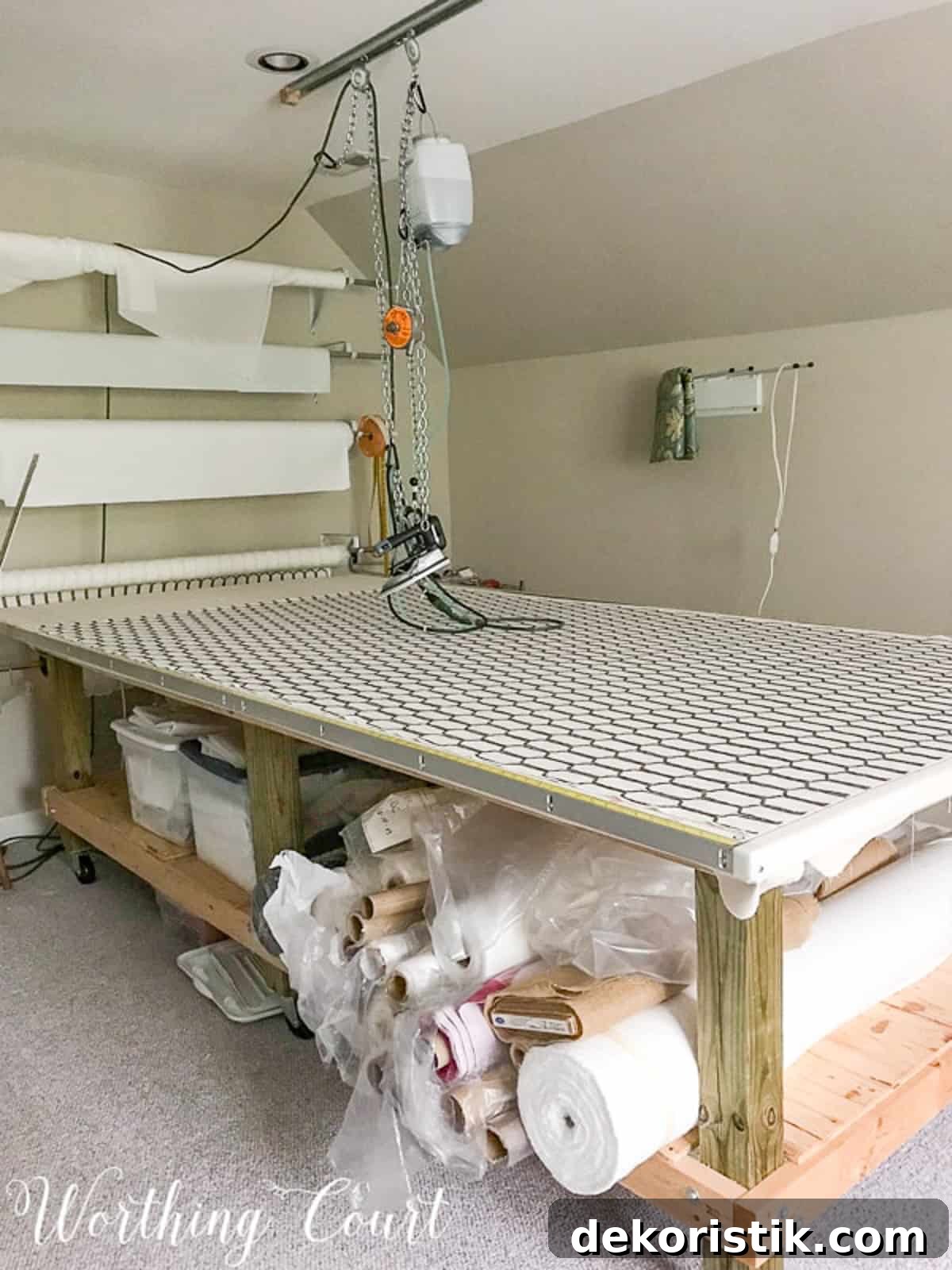 DIY Lined Curtain Panels: Step-by-Step Sewing Guide 7 drapery fabric on a large cutting table