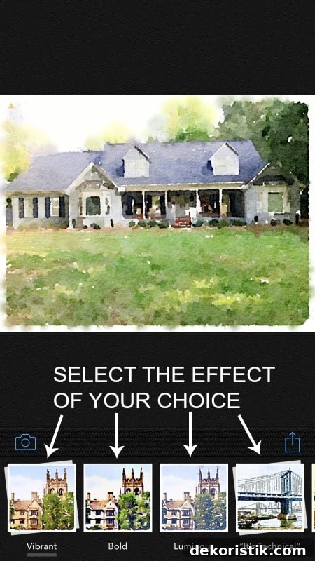 Showing the effects and choices on your phone.