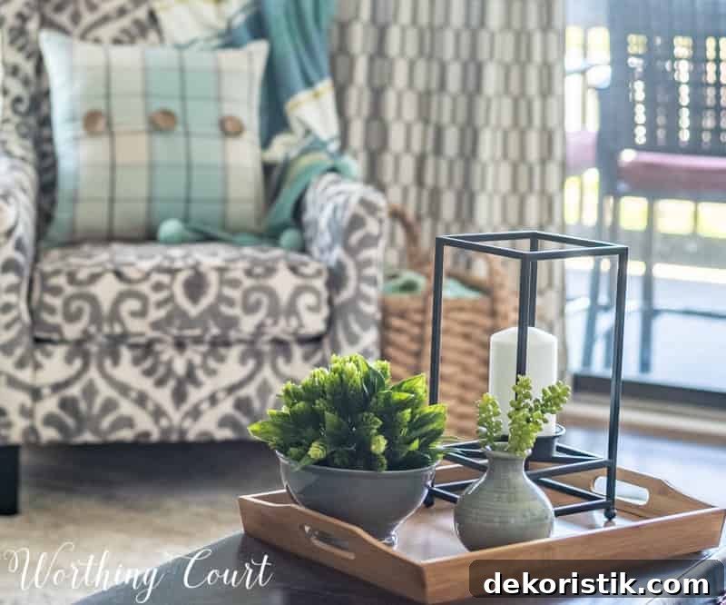 Coffee table vignette modern farmhouse