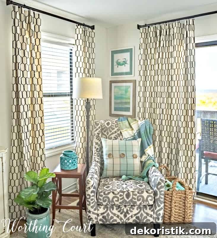 Finished living room coastal decor