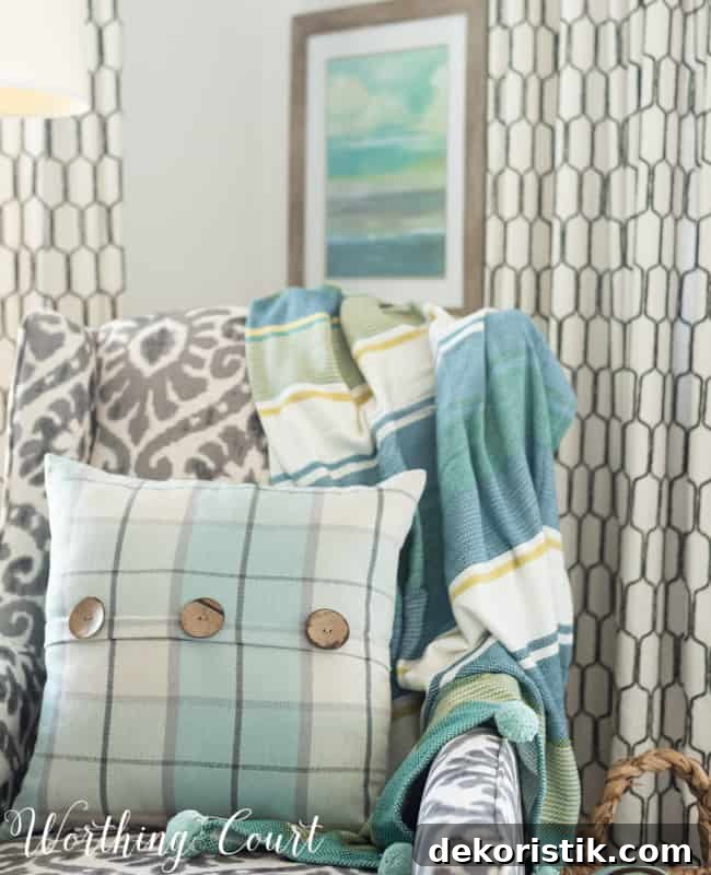 Coastal living room after makeover