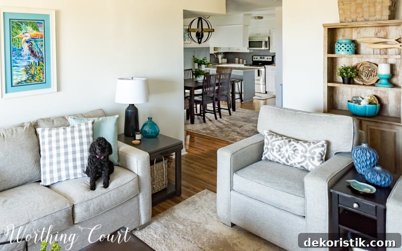 Open concept living room dining room kitchen