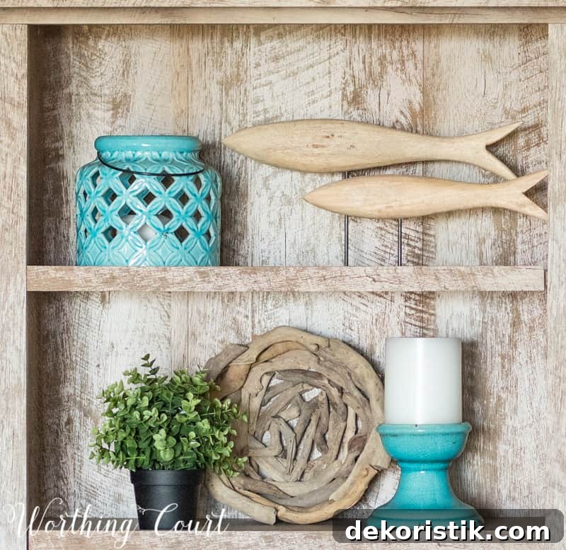 Shelf styling ideas for coastal living room
