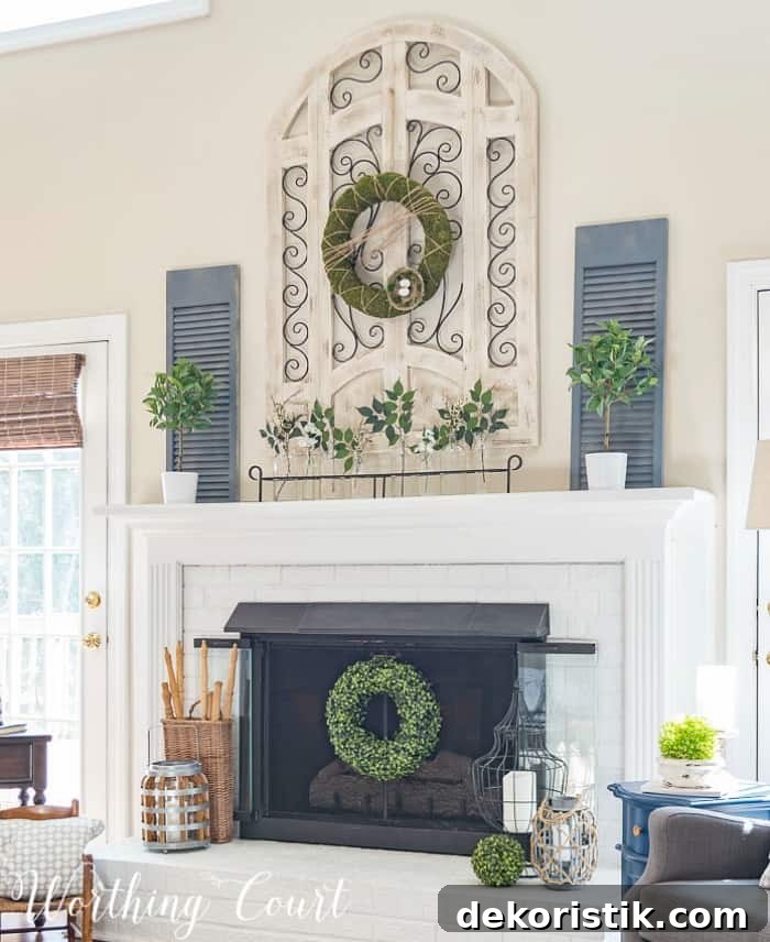 Recycled exterior wood slat shutters look great when used as part of interior decor.