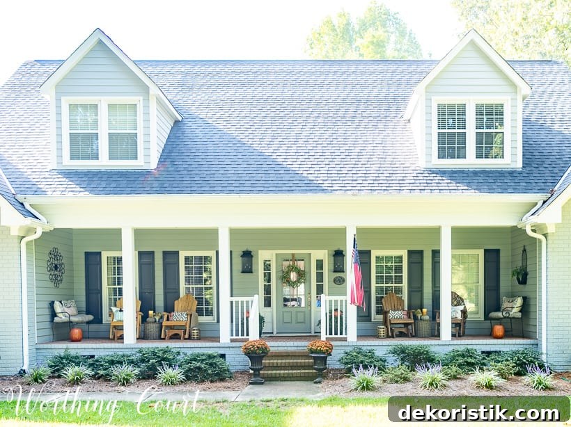 front porch with fall decorations