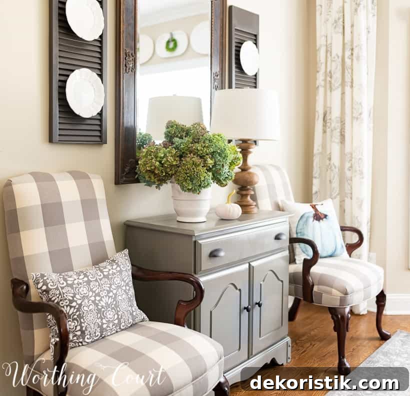 Casually Elegant Fall Dining Room Decor Ideas 11 dining room side chairs cover with gray and white buffalo check fabric