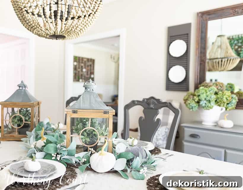 Casually Elegant Fall Dining Room Decor Ideas 3 dining room decorated for fall with eucalyptus
