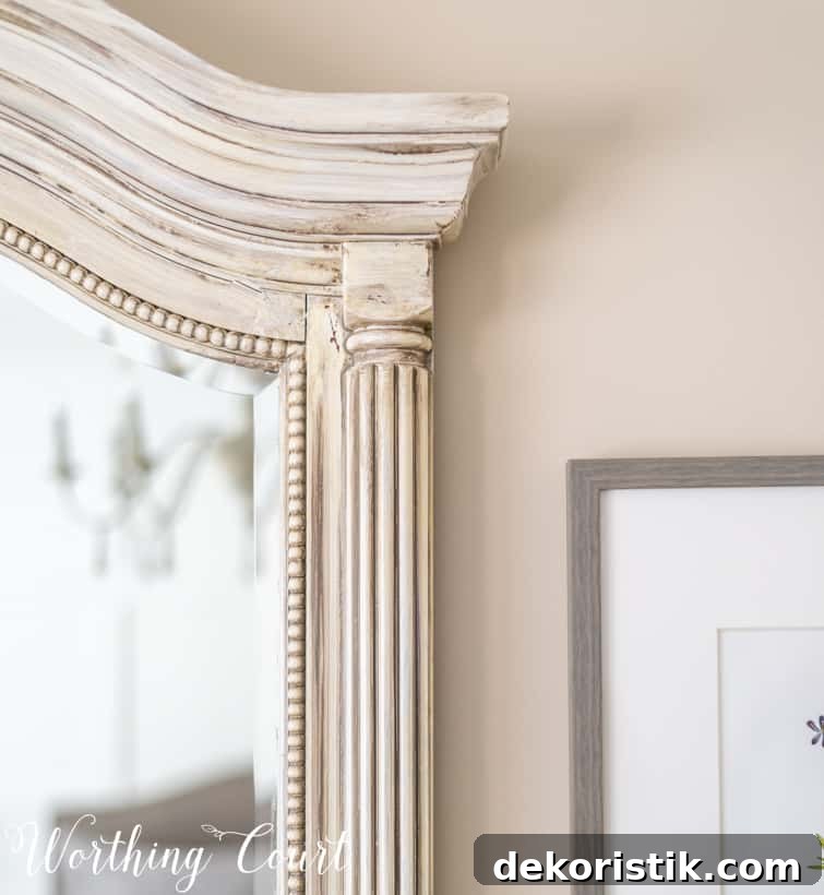 detail of painted mirror frame