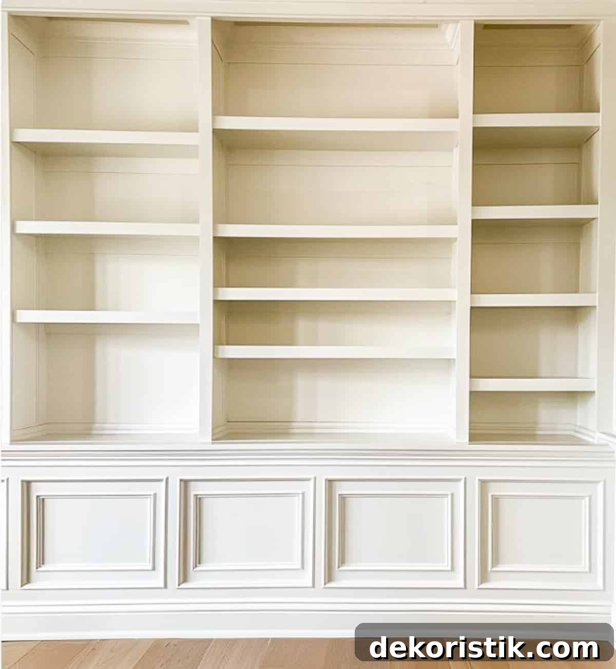 Shelf Decor Ideas: Creative Ways to Style Your Shelves 6 white built-in shelves that are empty