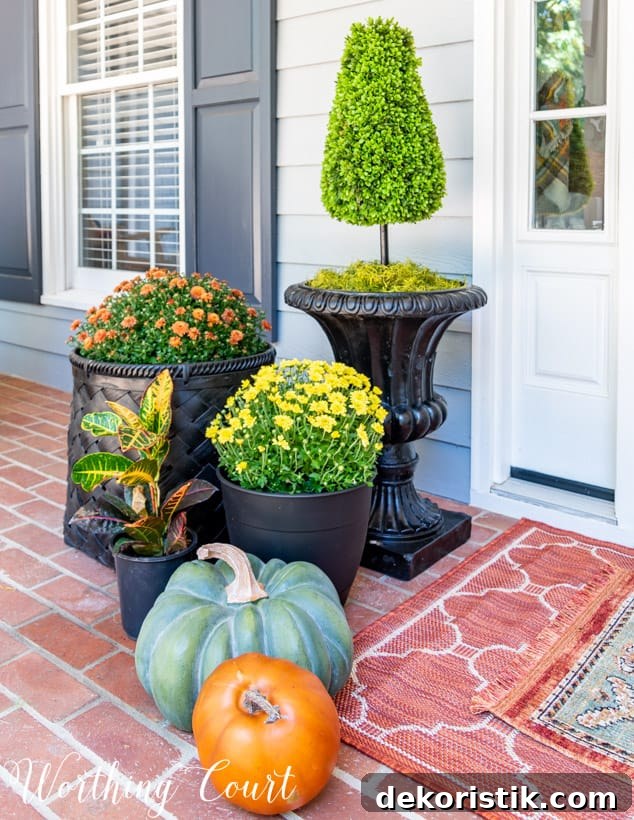 Charming Fall Front Porch Ideas with Pumpkins and Mums 9 front porch decor ideas grouping mums in different planters