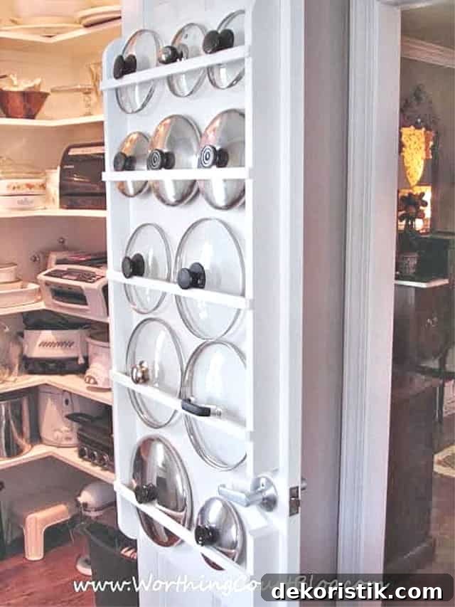 Kitchen Ideas: Small Refreshes to Full Remodels 4 Pot lids stored on the back of a pantry door.