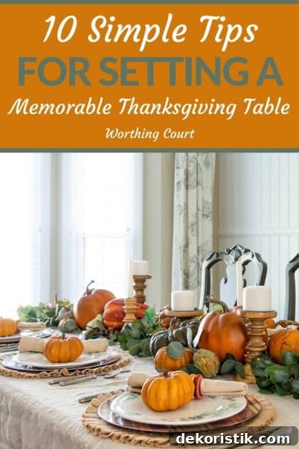 Thanksgiving table set with traditional fall colors
