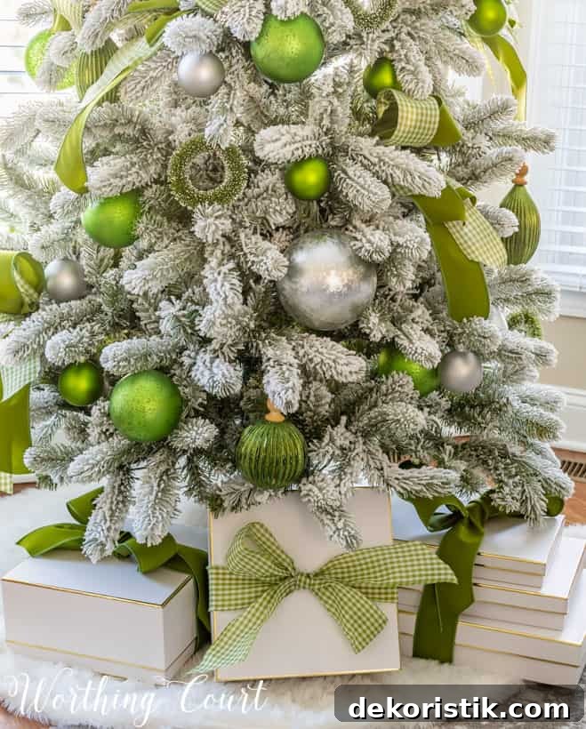 Wrapped presents are underneath the tree.