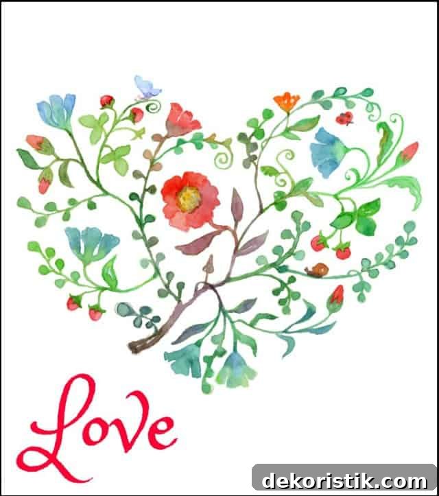 Free floral heart printable for Valentine's Day.