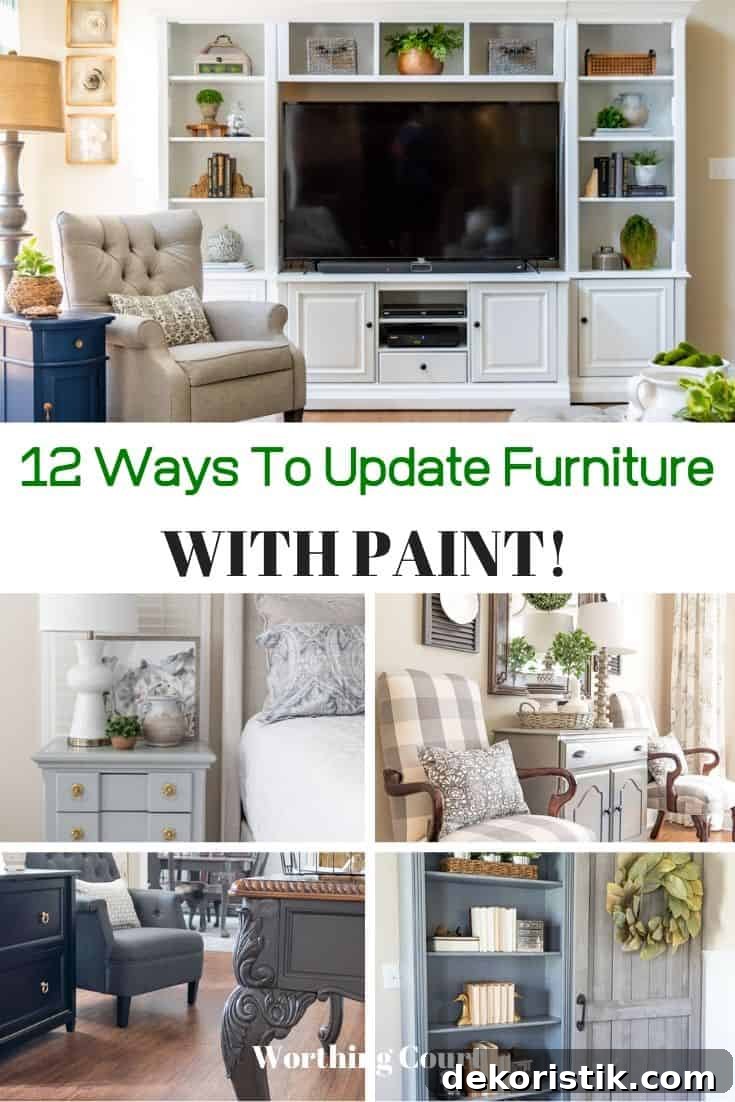 12 Ways To Update Furniture With Paint poster.