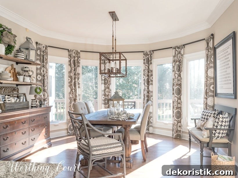 breakfast room in a large bay window