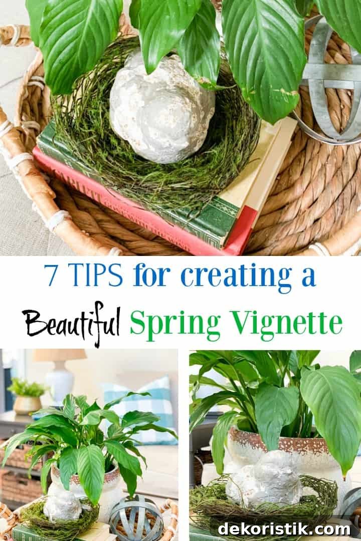 7 Tips For Creating A Beautiful Spring Vignette poster.