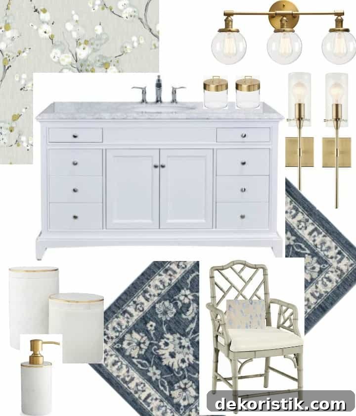 Bathroom design board with all the bathroom details.