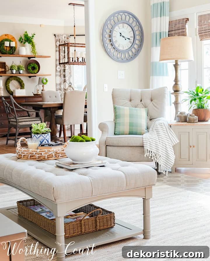 family room decorated with neutral decor