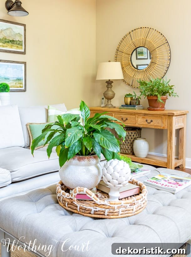 coffee table in front on console table