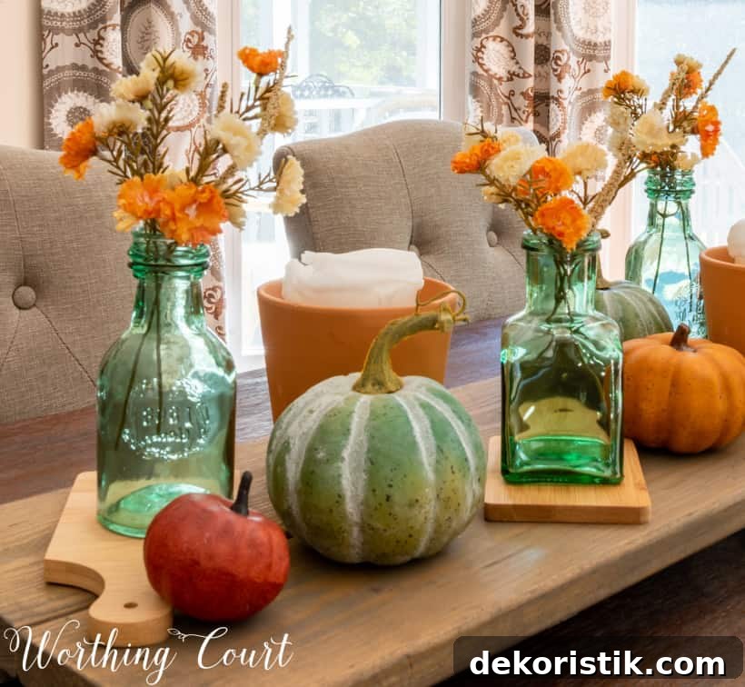 fall centerpiece with traditional fall colors