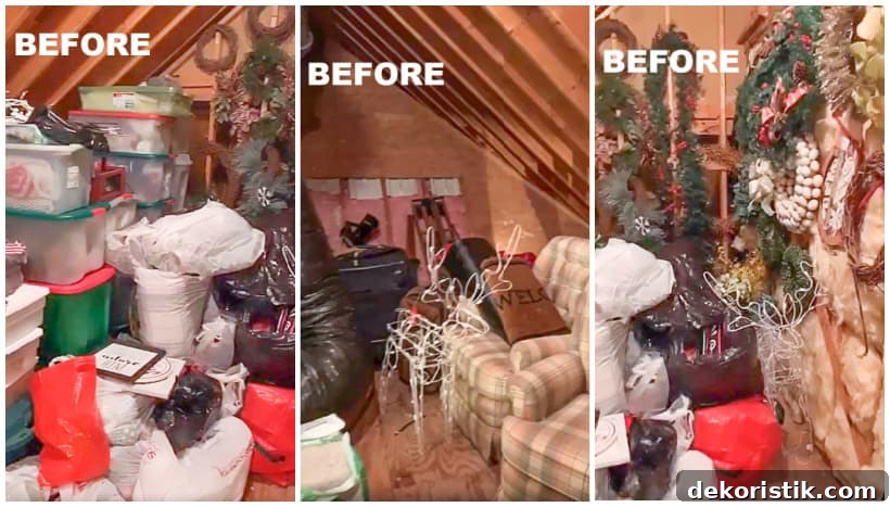 pictures of disorganized walk-in attic