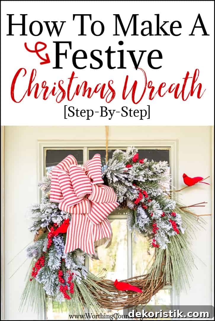 graphic for how to make a Christmas wreath