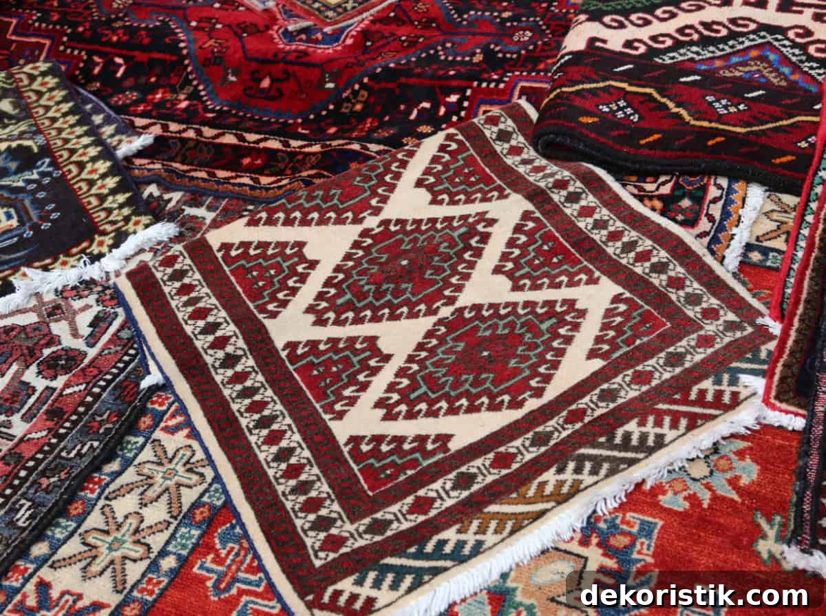 pile of similarly colored red rugs together