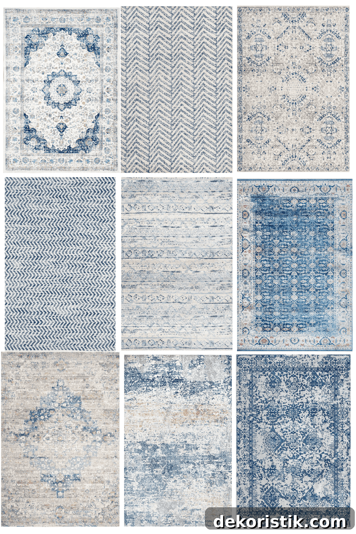 blue and cream rug examples