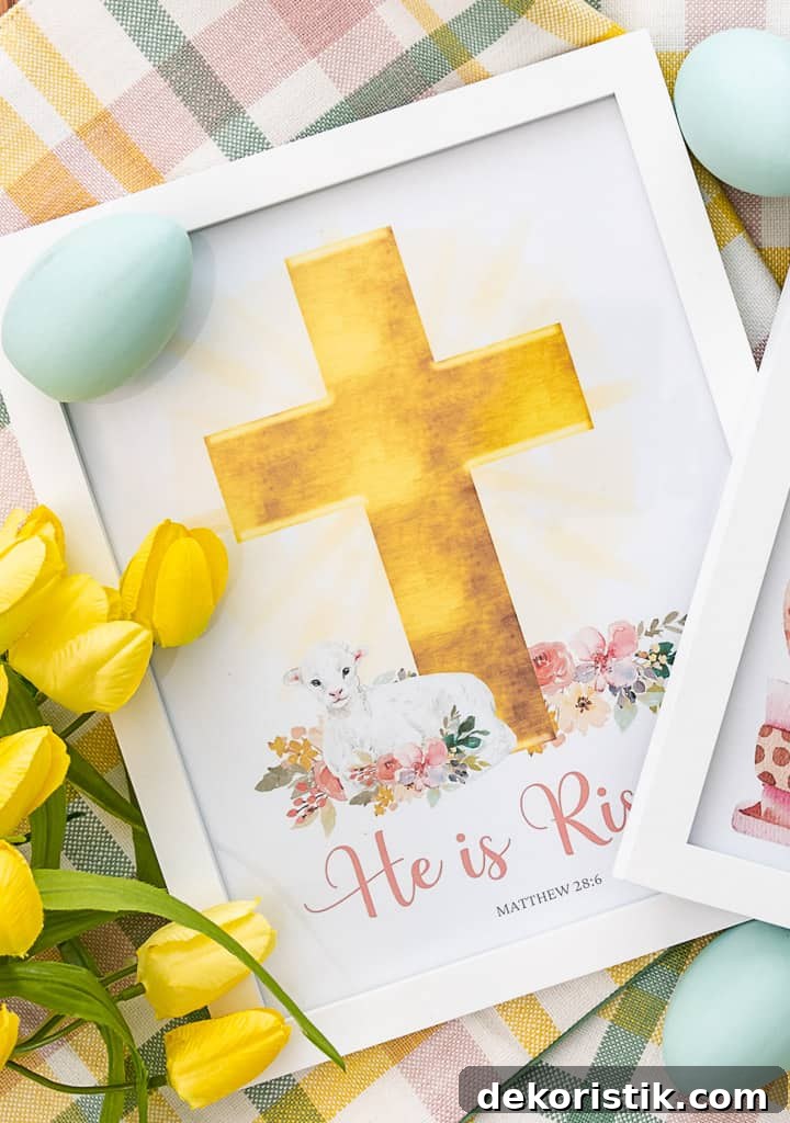He Is Risen printable in a white frame