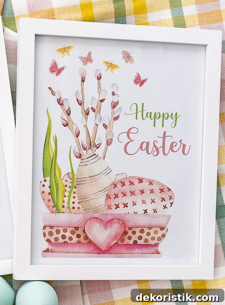 Happy Easter printable in a white frame