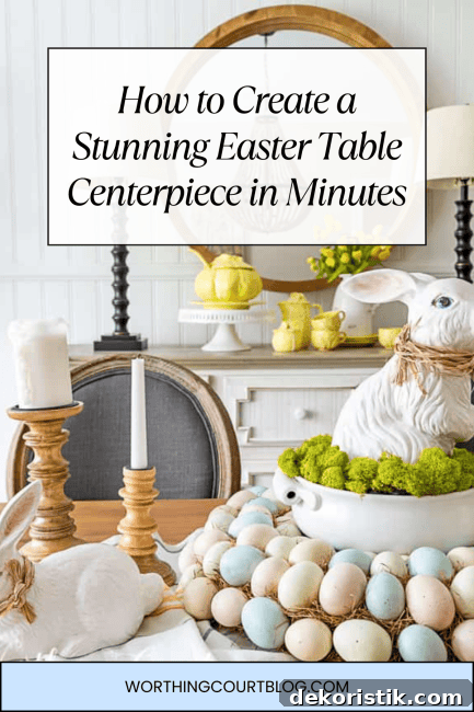 Create a charming Easter bunny centerpiece using items you already have! This quick and easy idea is perfect for a soft, welcoming spring table.