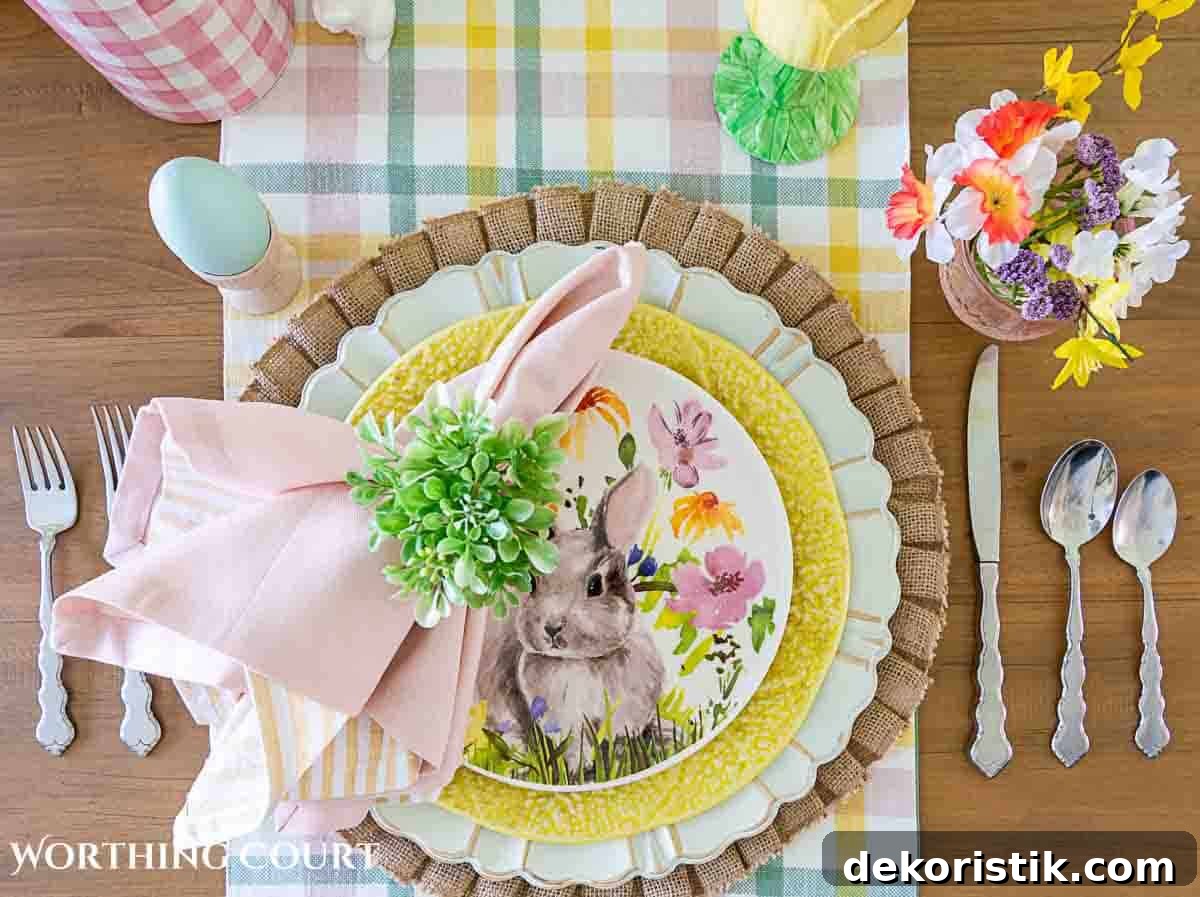 Yellow and pink Easter table decorations