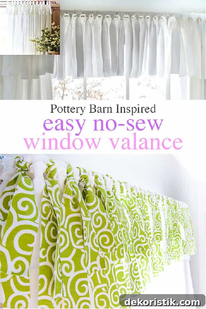DIY Window Decor Ideas: Step-by-Step Tutorials 12 Pinterest image for no sew window valance