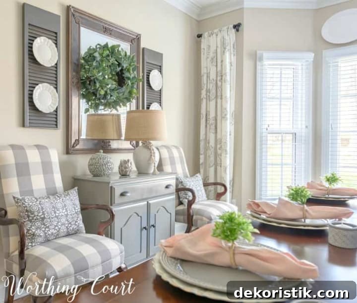 DIY Window Decor Ideas: Step-by-Step Tutorials 19 buffalo check chairs flanking gray chest with mirror above