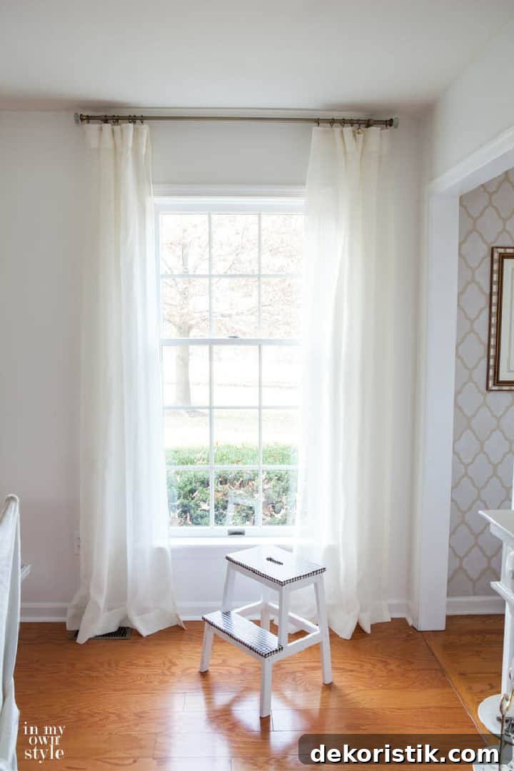 DIY Window Decor Ideas: Step-by-Step Tutorials 22 white airy draperies with blackout lining