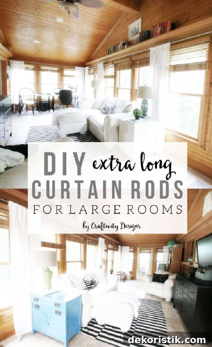 DIY Window Decor Ideas: Step-by-Step Tutorials 23 Pinterest image for extra long curtain rods
