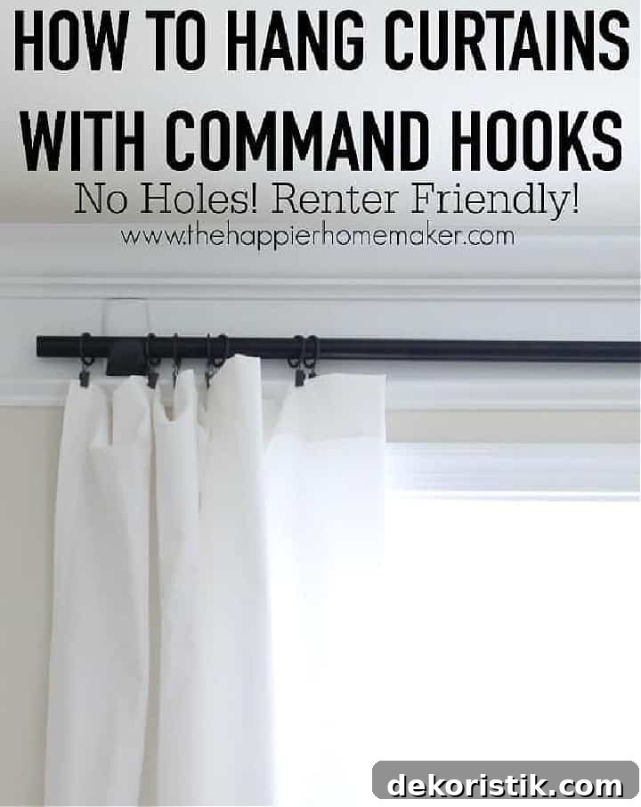 DIY Window Decor Ideas: Step-by-Step Tutorials 25 Pinterest image for hanging draperies with command hooks